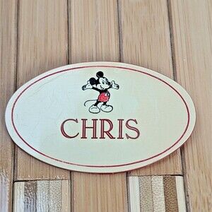 Vintage Disneyland 1980's Cast Members Double Letter Engraving CHRIS Name Tag